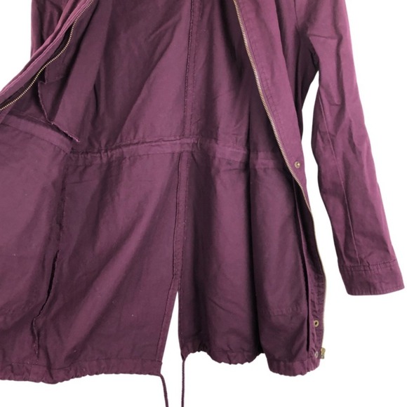 Forever 21 Burgundy Utility Jacket Drawstring Waist Zip Front Women - Picture 9 of 15